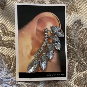 Silver Tone & Rhinestone Earring/Ear Cuff